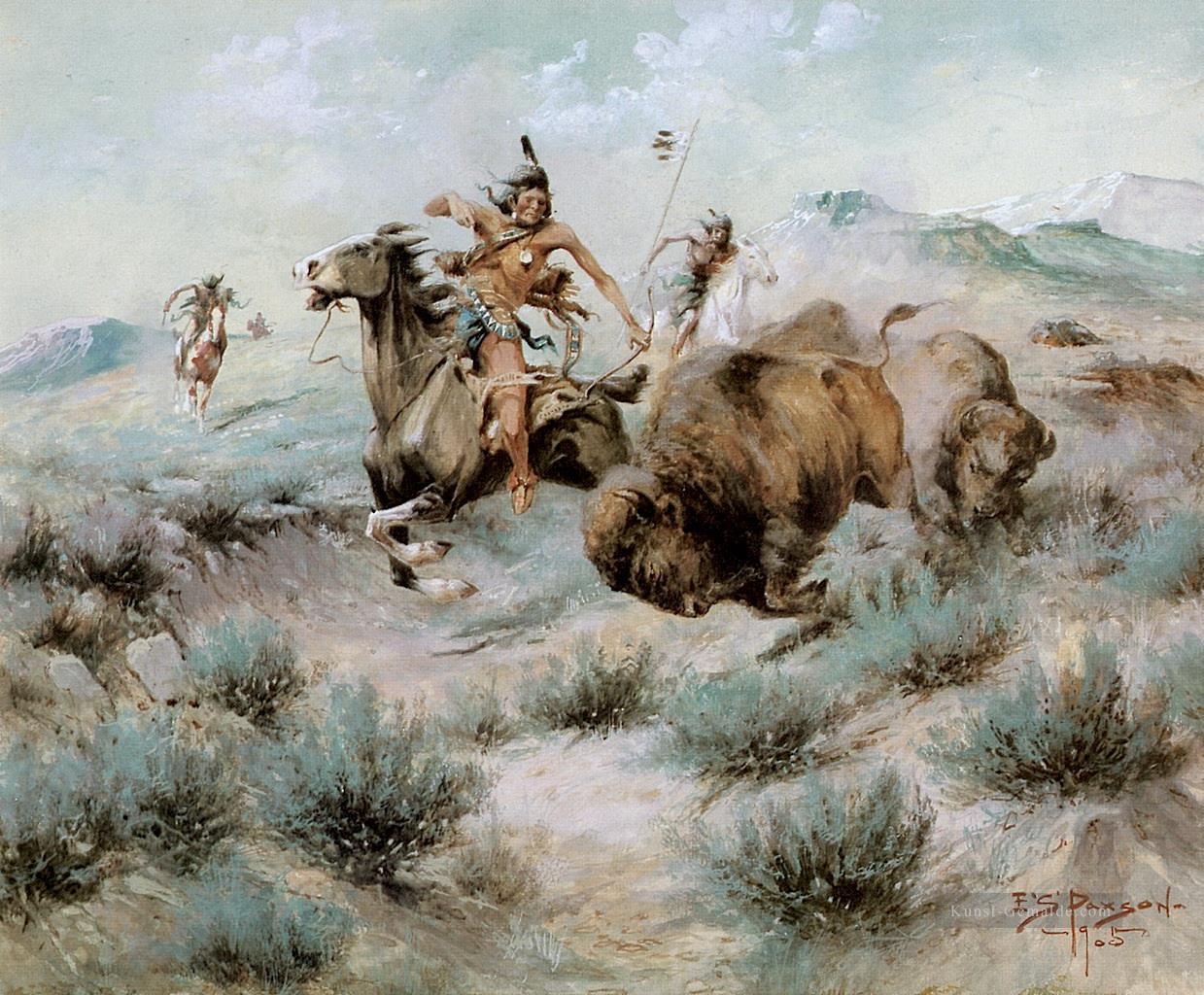 Edgar Samuel Paxson xx die Büffel Jagd Ölgemälde